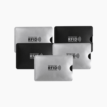Combo Funda protectora de tarjetas con bloqueo RFID x 5 unidades - Hola mundo