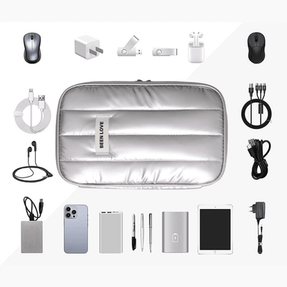 Estuche Organizador Portátil para Cables y Accesorios Puffer - Hola mundo