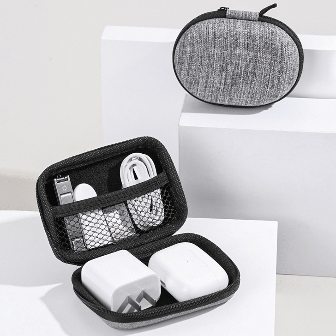 Estuche Organizador Rigido Portátil Para Cables Y Accesorios - Hola mundo
