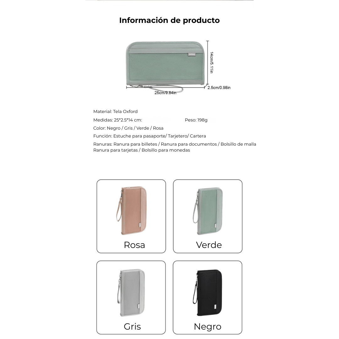 Porta pasaporte RFID cerrado con medidas y características | Hola Mundo Uruguay