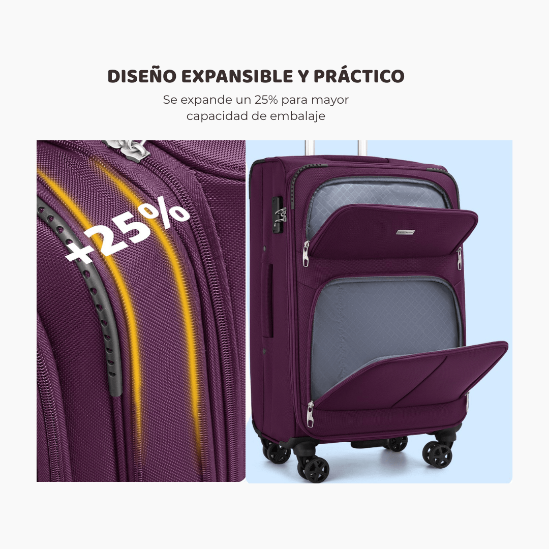 Set Completo Larvender Praga - 5 piezas de Tela (20", 24", 28" + Bolso + Neceser) (9895) - Hola mundo