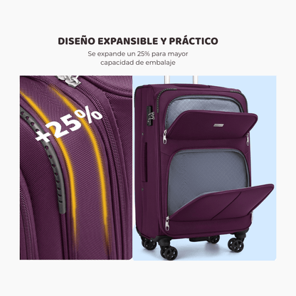 Set Completo Larvender Praga - 5 piezas de Tela (20", 24", 28" + Bolso + Neceser) (9895) - Hola mundo