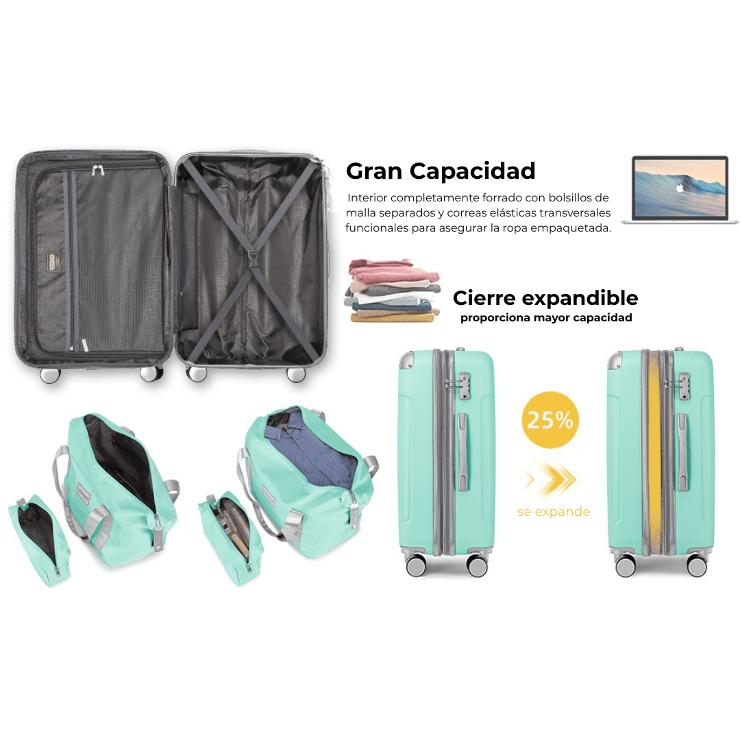 Set Completo Valijas Rígidas Larvender Venecia - 6 piezas (18", 20", 24", 28" + Bolso + Neceser) (5656) - Hola mundo