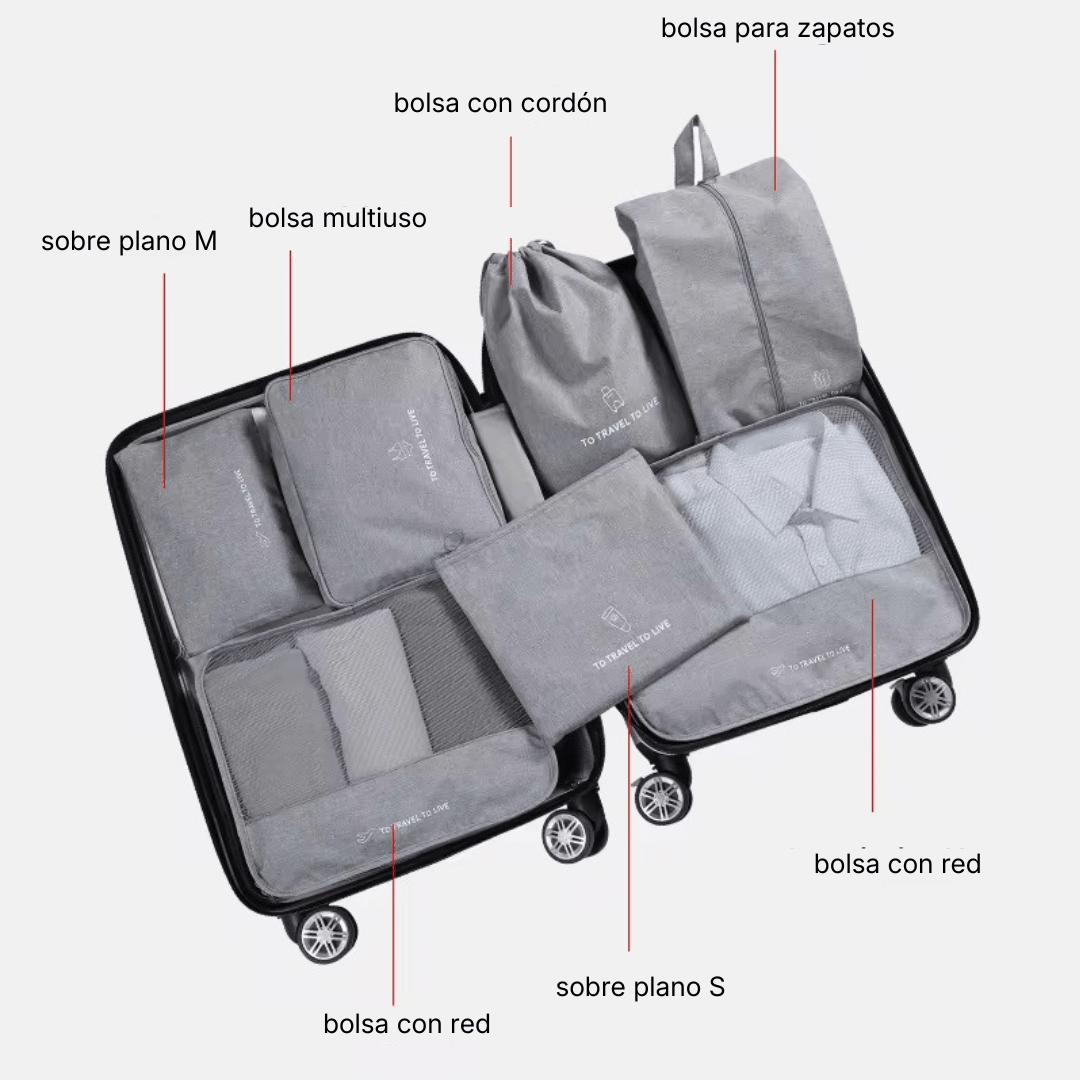 Set organizador de valija x7 piezas - Hola mundo