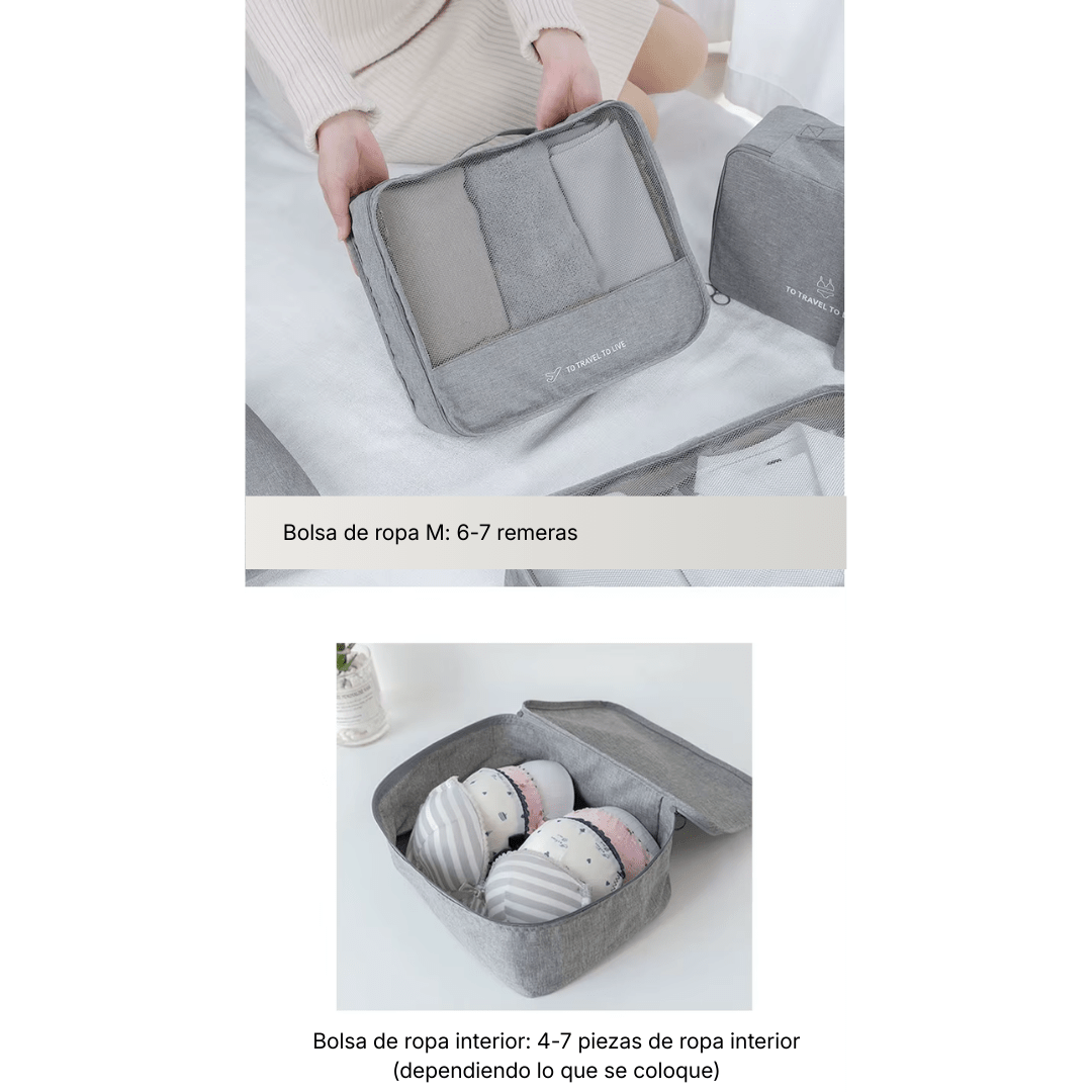 Set organizador de valija x7 piezas - Hola mundo