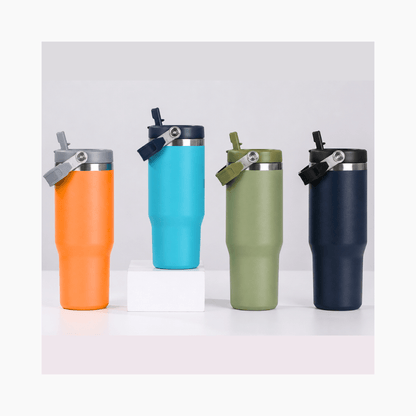Vaso Térmico con Manija y Sorbete 30 Oz 890ml - Hola mundo