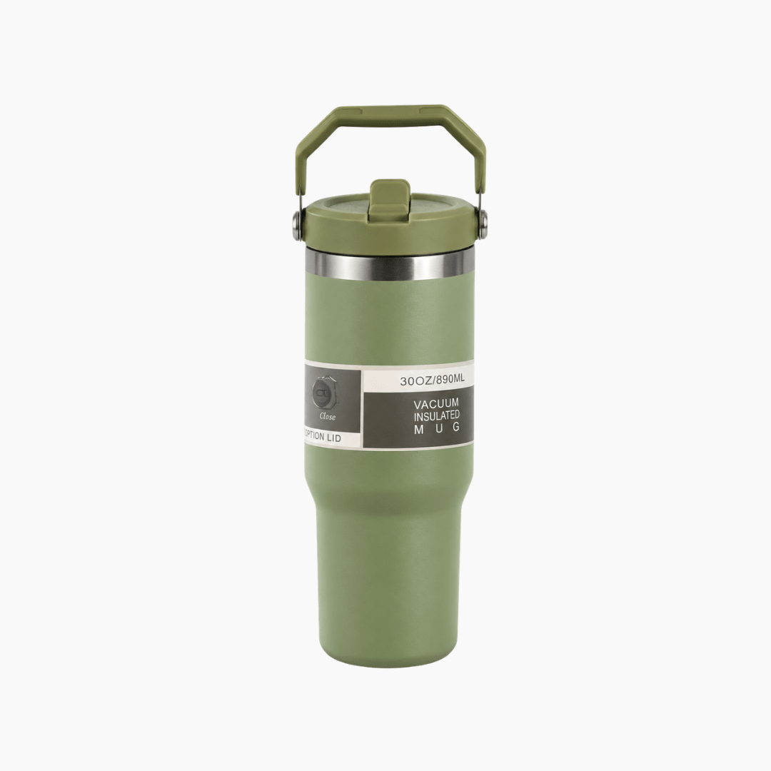 Vaso Térmico con Manija y Sorbete 30 Oz 890ml - Hola mundo